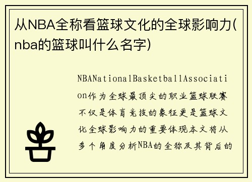 从NBA全称看篮球文化的全球影响力(nba的篮球叫什么名字)